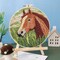 DIY Punch Needle Kit – Brown Horse in Green Grass Embroidery Set for Beginners with Hoop, 20x20cm Handmade Wall Art Craft for Stress Relief and Home Decor